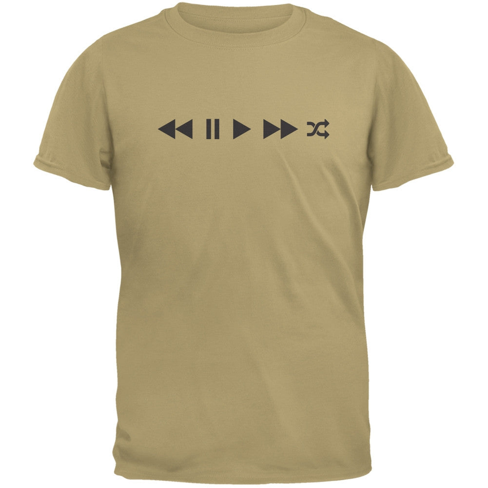 Play Buttons Tan Adult T-Shirt Men's T-Shirts Old Glory 2XL Beige 