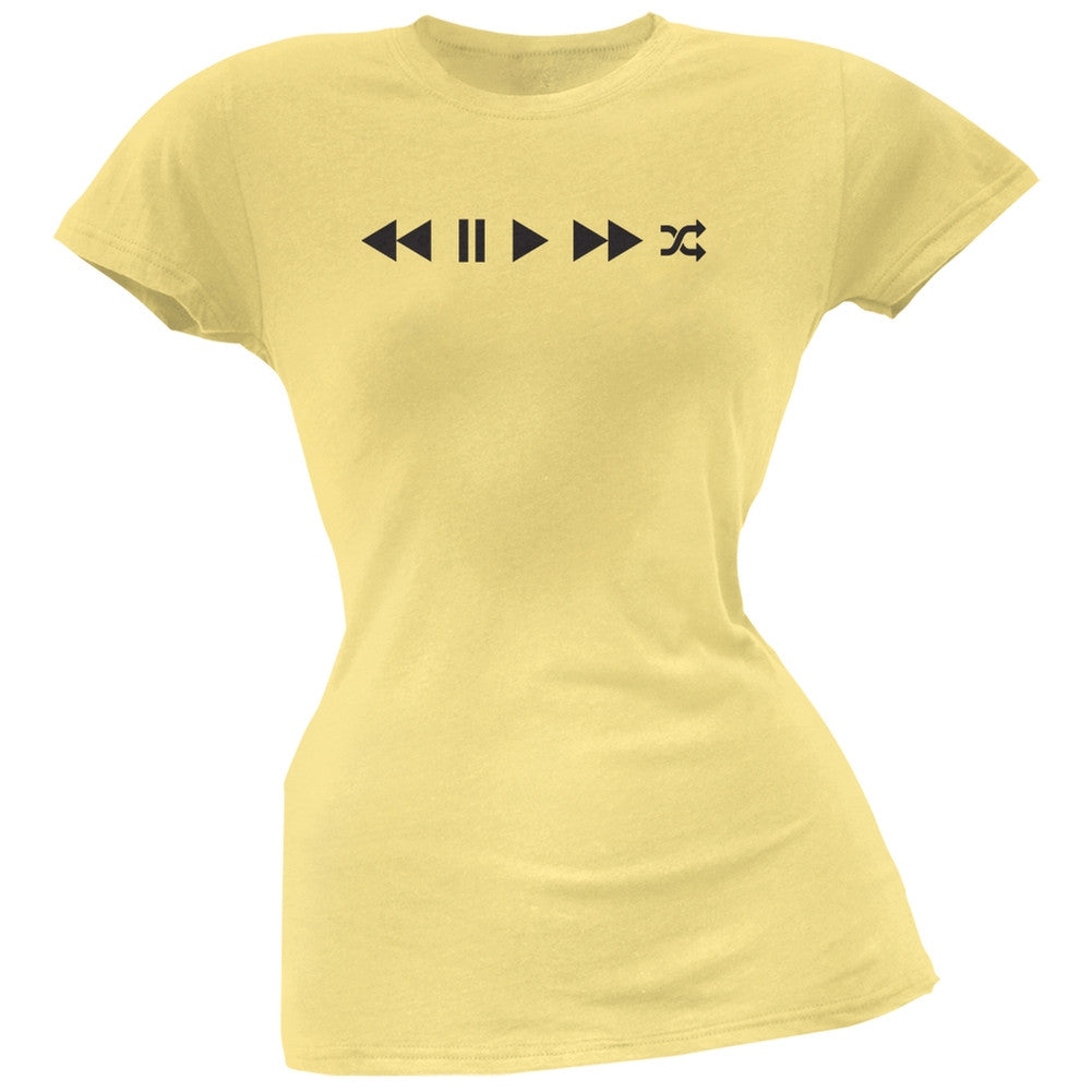 Play Buttons Yellow Soft Juniors T-Shirt Juniors T-Shirts Old Glory LG Yellow 