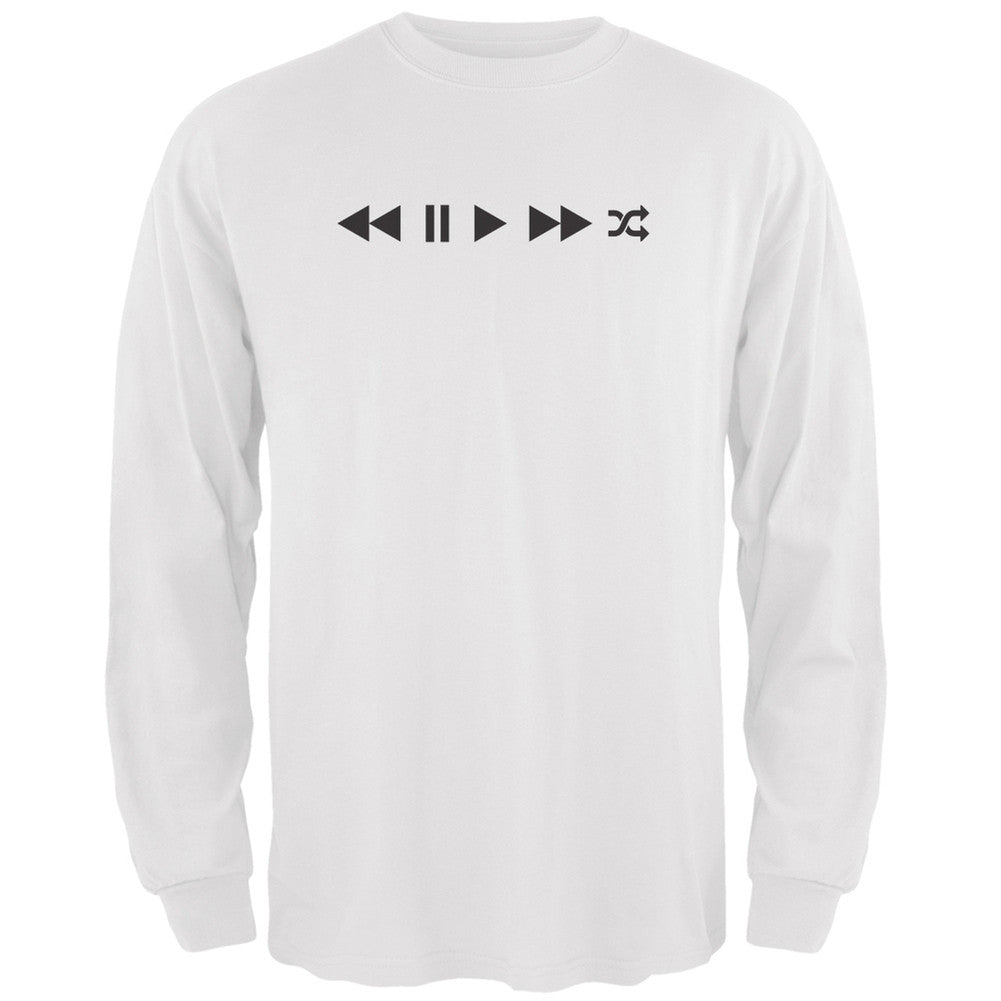 Play Buttons White Adult Long Sleeve T-Shirt Men's Long Sleeves Old Glory 2XL White 