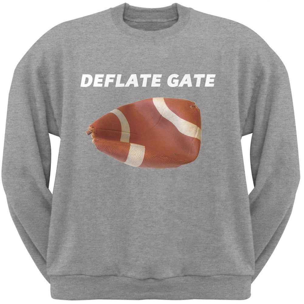 Deflate Gate Light Heather Grey Adult Crew Neck Sweatshirt Men's Sweatshirts Old Glory 2XL Grey 