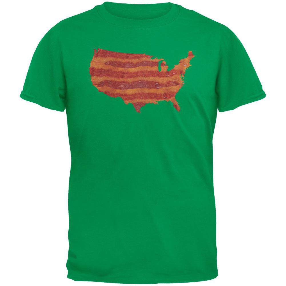 United States Of Bacon Adult Green T-Shirt Men's T-Shirts Old Glory 2XL Green 