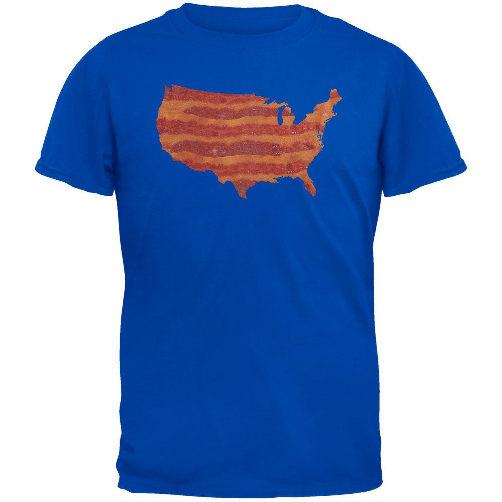 United States Of Bacon Adult Metro Blue T-Shirt Men's T-Shirts Old Glory 2XL Blue 