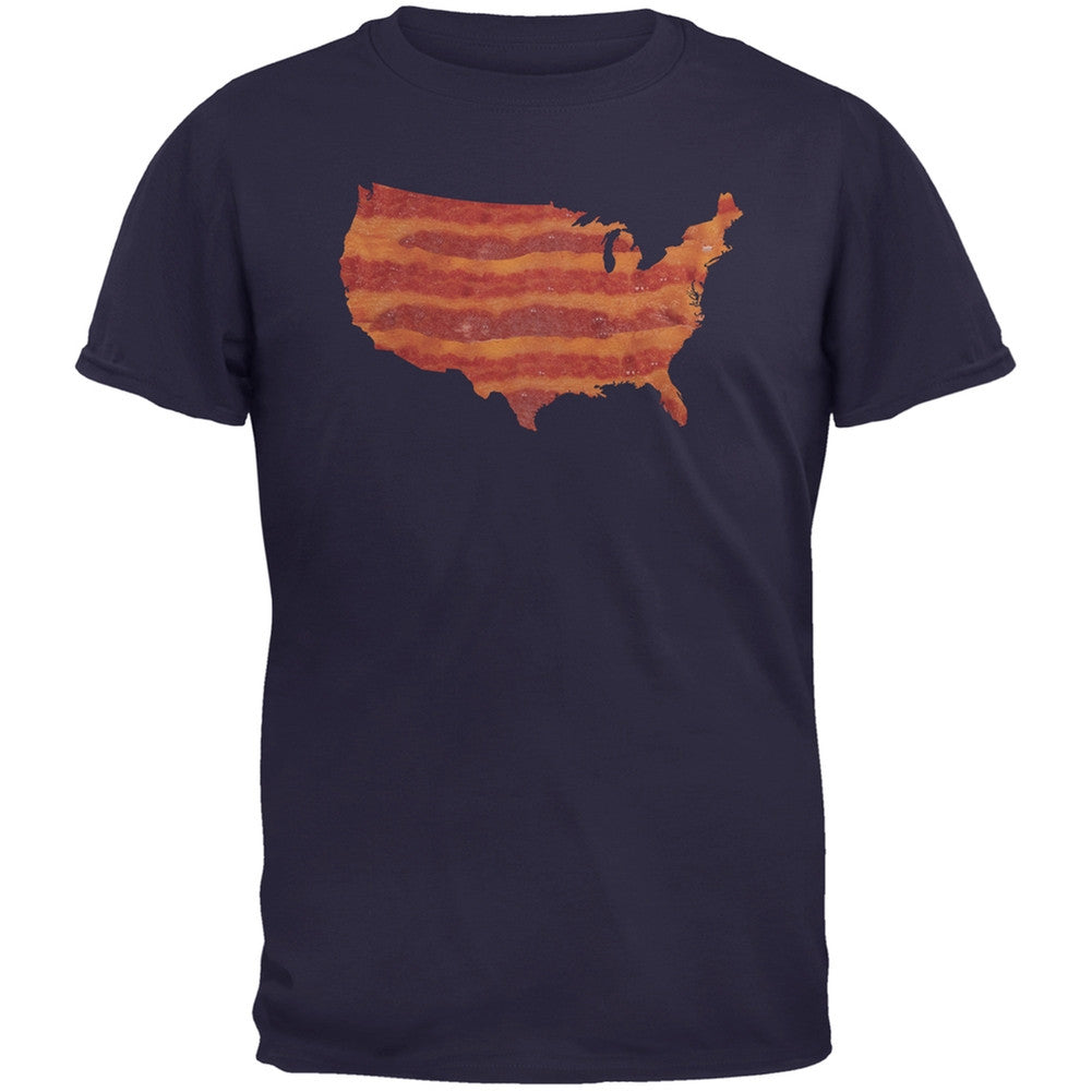 United States Of Bacon Adult Navy T-Shirt Men's T-Shirts Old Glory 2XL Blue 