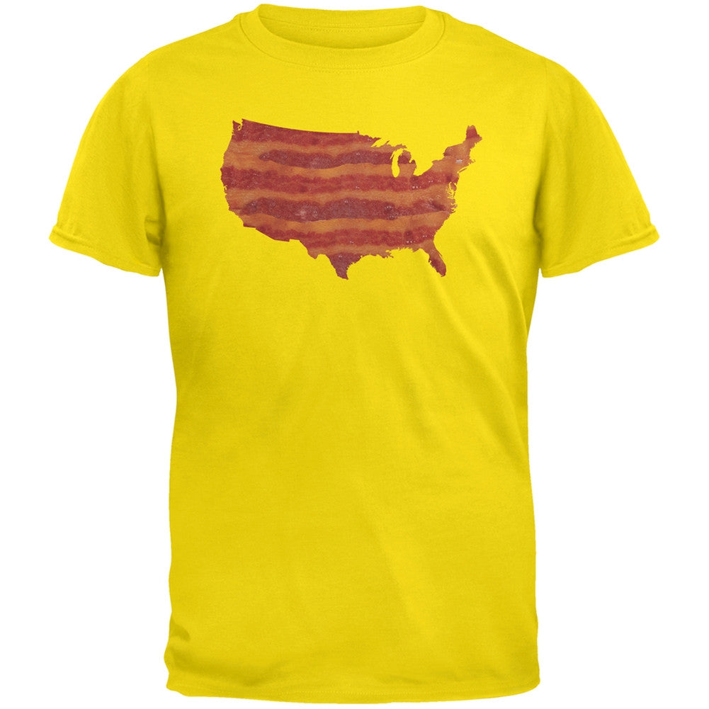 United States Of Bacon Adult Yellow T-Shirt Men's T-Shirts Old Glory 2XL Yellow 