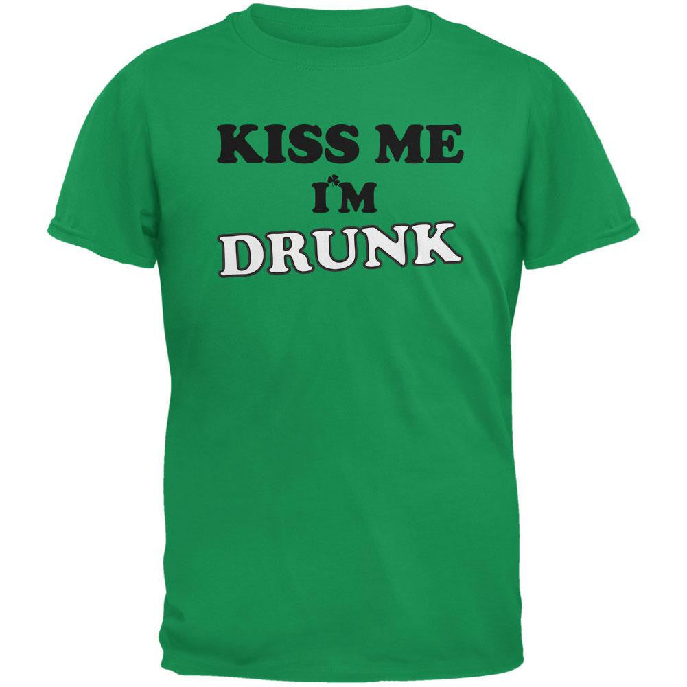 Kiss Me I'm Drunk Green Adult T-Shirt Men's T-Shirts Old Glory SM Green 
