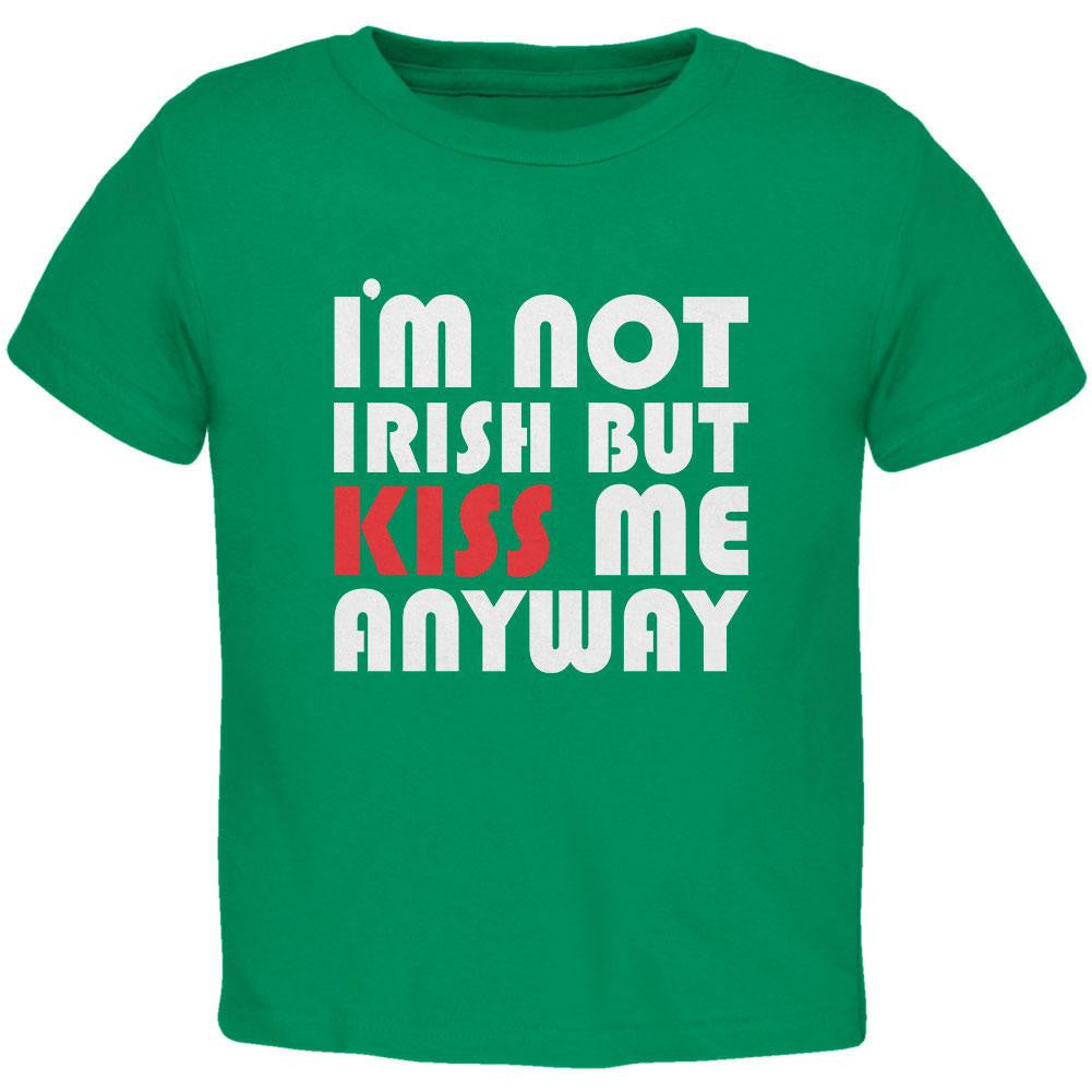 St. Patricks Day - Kiss Me Anyway Kelly Toddler T-Shirt Toddler T-Shirts Old Glory 2T Green 