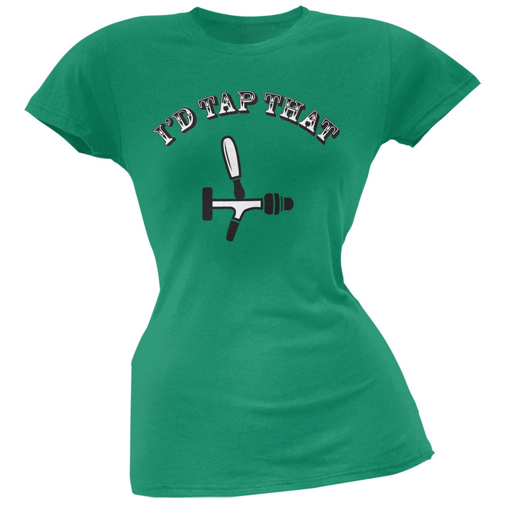 St. Patricks Day - I'd Tap That Green Soft Juniors T-Shirt Juniors T-Shirts Old Glory 2XL Green 