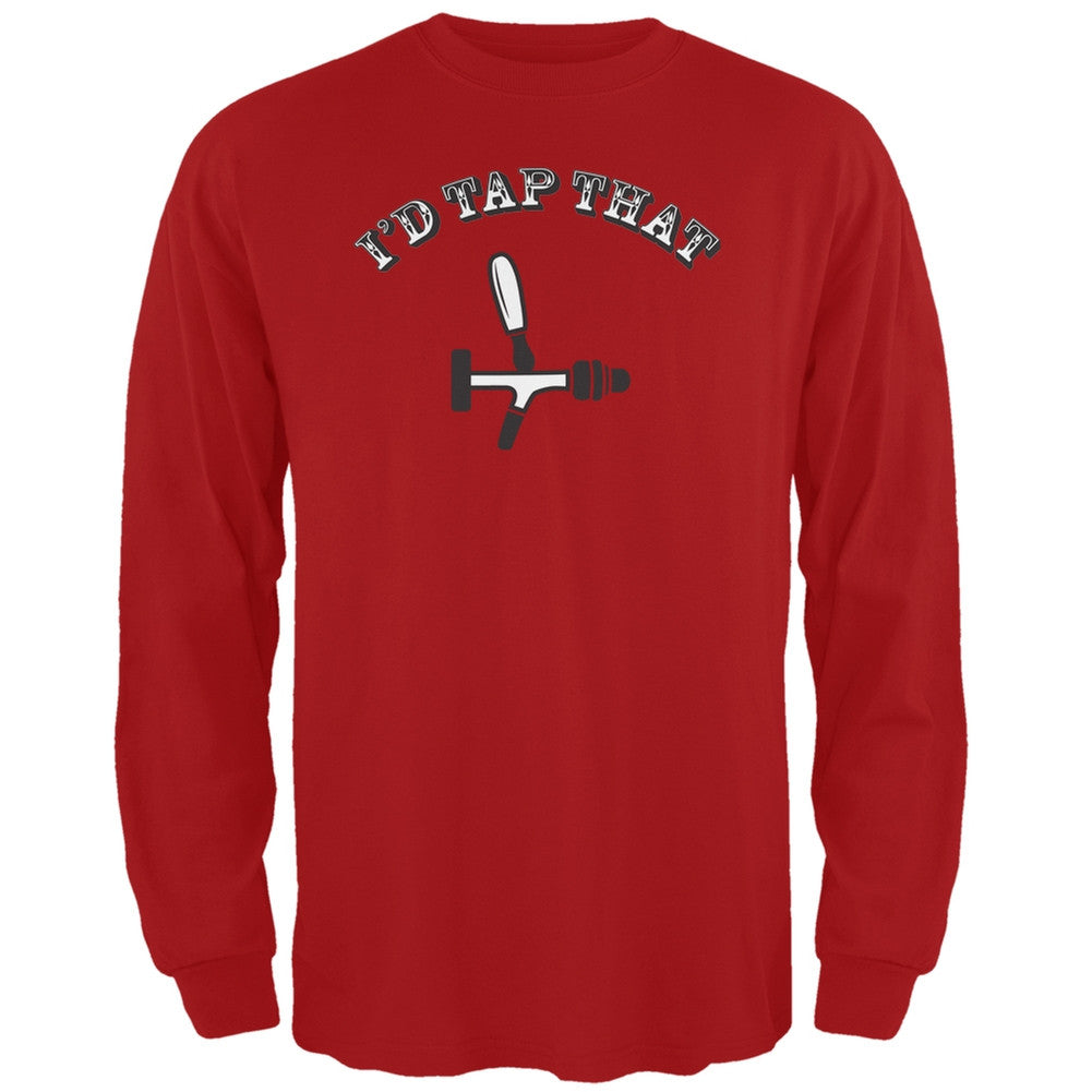 St. Patricks Day - I'd Tap That Red Adult Long Sleeve T-Shirt Men's Long Sleeves Old Glory 2XL Red 