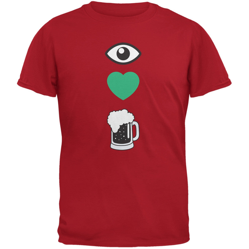 St. Patricks Day - Eye Heart Beer Red Adult T-Shirt Men's T-Shirts Old Glory 2XL Red 