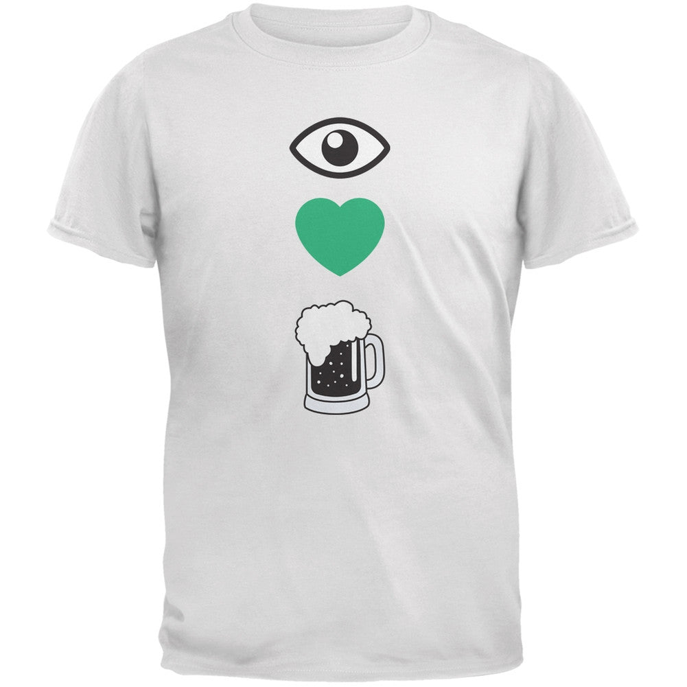 St. Patricks Day - Eye Heart Beer White Adult T-Shirt Men's T-Shirts Old Glory 2XL White 