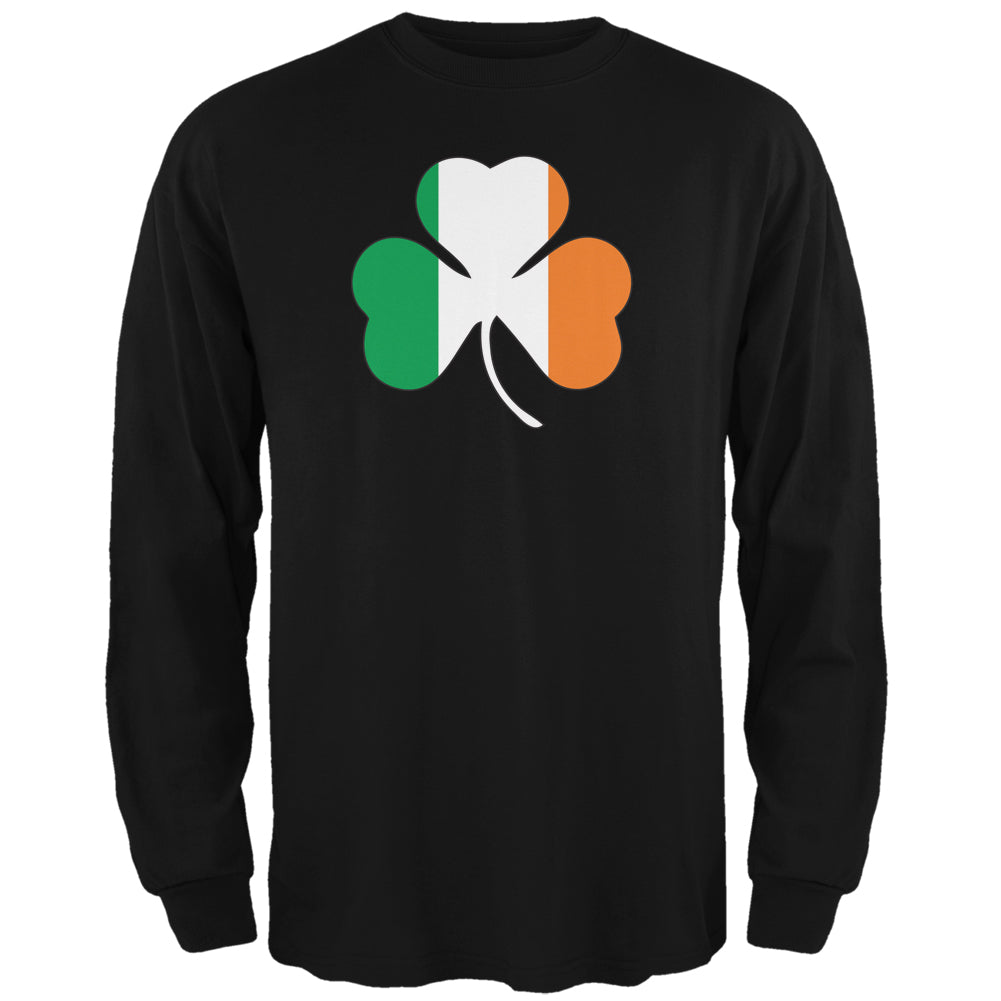 St. Patricks Day - Shamrock Flag Black Adult Long Sleeve T-Shirt Men's Long Sleeves Old Glory 2XL Black 