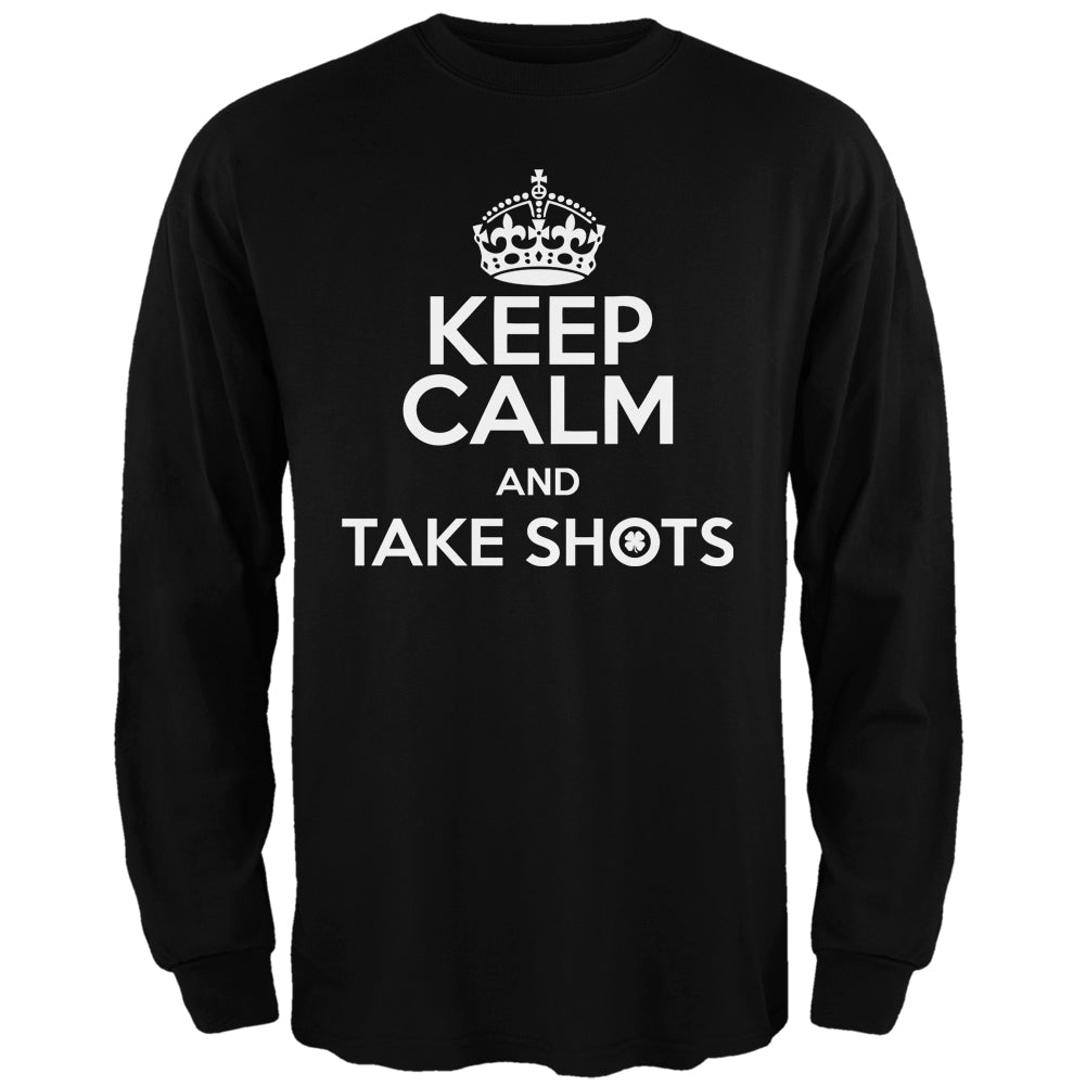 Keep Calm Take Shots Black Adult Long Sleeve T-Shirt Men's Long Sleeves Old Glory 2XL Black 