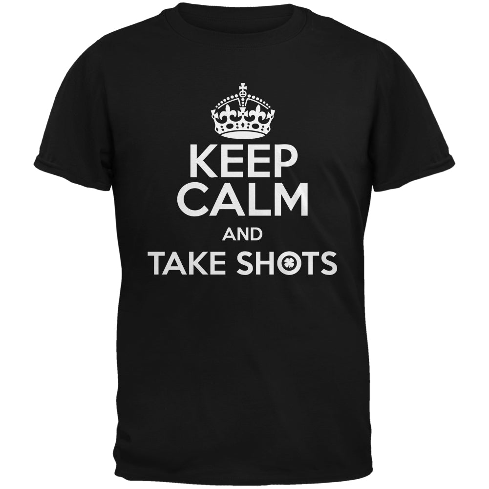 Keep Calm Take Shots Black Adult T-Shirt Men's T-Shirts Old Glory 2XL Black 