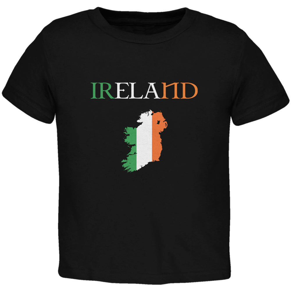 Ireland Map Black Toddler T-Shirt Toddler T-Shirts Old Glory 2T Black 