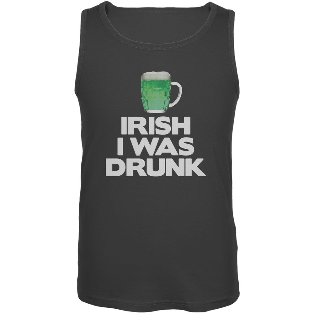 Irish I was Drunk Charcoal Adult Tank Top Men's Tank Tops Old Glory 2XL Grey 