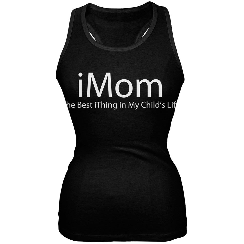 Funny Mother's Day iMom Geek Black Juniors Soft Tank Top Juniors Tank Tops Old Glory SM Black 