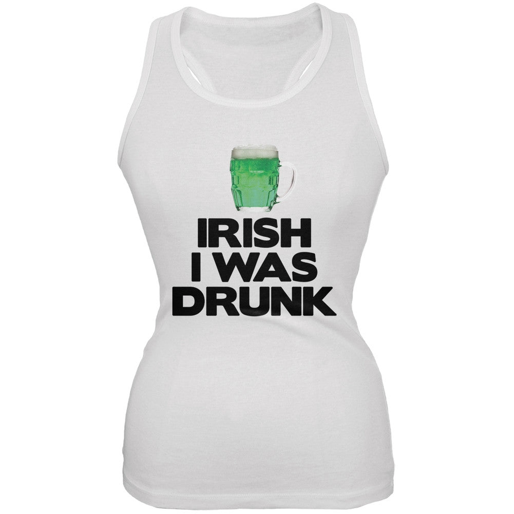 Irish I was Drunk White Soft Juniors Tank Juniors Tank Tops Old Glory 2XL White 