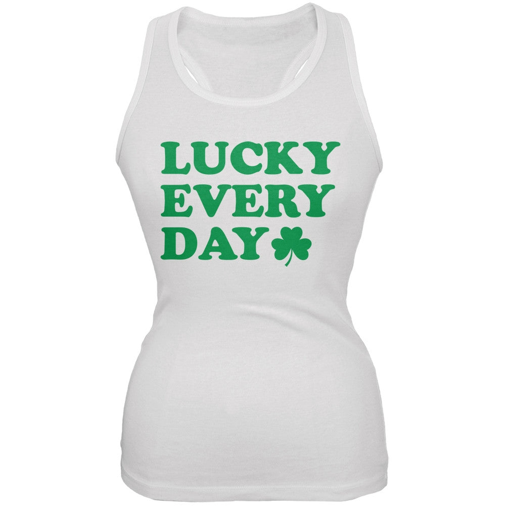 St. Patricks Day - Lucky Everyday White Soft Juniors Tank Juniors Tank Tops Old Glory 2XL White 