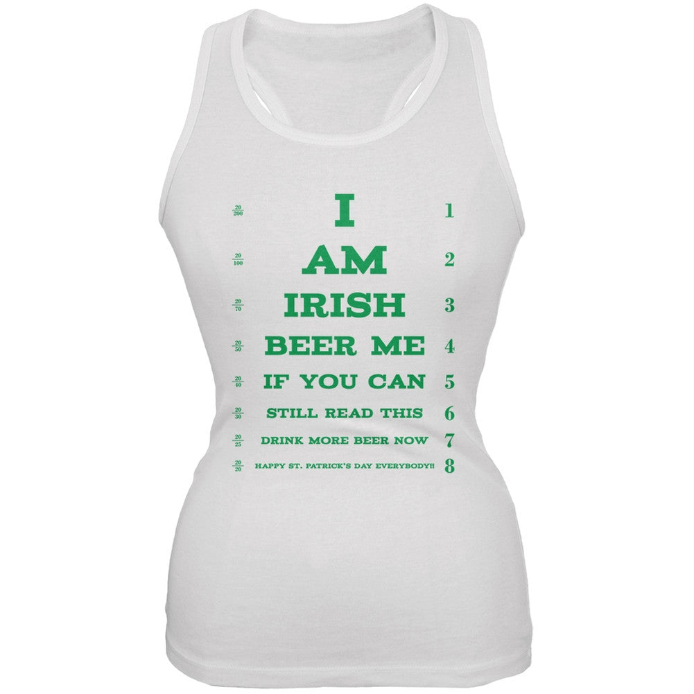 St. Patricks Day - I am Irish Eye Chart White Soft Juniors Tank Juniors Tank Tops Old Glory 2XL White 