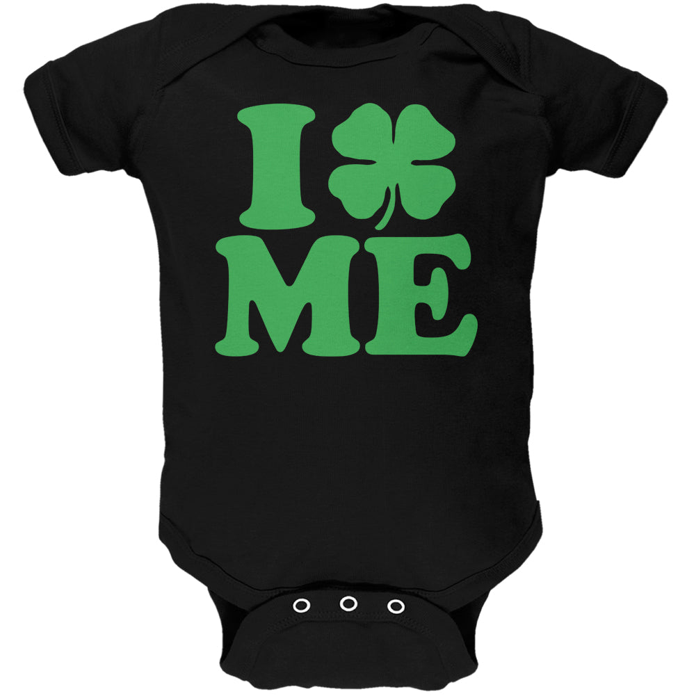 St. Patricks Day - I Shamrock Love Me Black Soft Baby One Piece Baby One Piece Old Glory 0-3M Black 