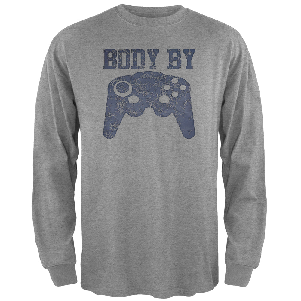 Body by Console Heather Grey Adult Long Sleeve T Shirt Men's Long Sleeves Old Glory 2XL Grey 