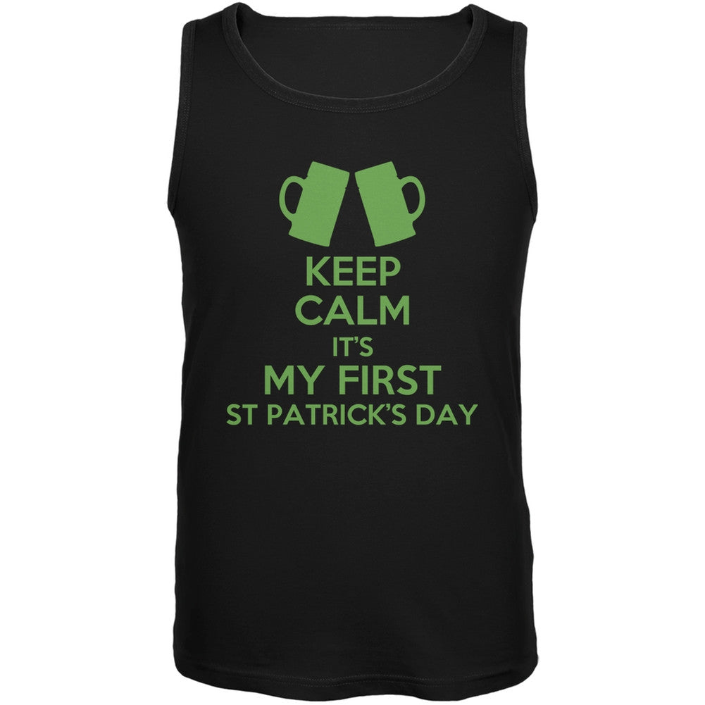 First St Patricks Day Beer Black Adult Soft Tank Top Men's Tank Tops Old Glory SM Black 