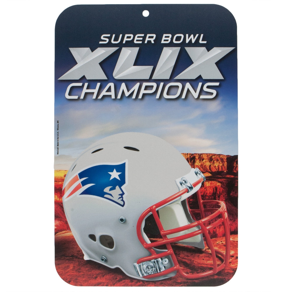 New England Patriots - Helmet Logo Super Bowl 49 Champions Locker Room Sign Signs Old Glory OS Blue 