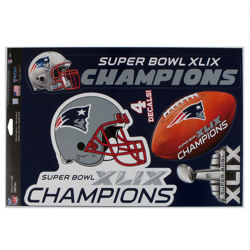 New England Patriots - Super Bowl 49 Champions Cut to Logo Decals 4 Pack Set Decals Old Glory OS Multicoloured 