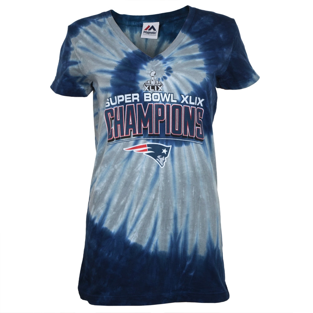 New England Patriots - Super Bowl Champions Juniors Spiral Tie Dye T-Shirt Juniors T-Shirts New England Patriots LG Multi 