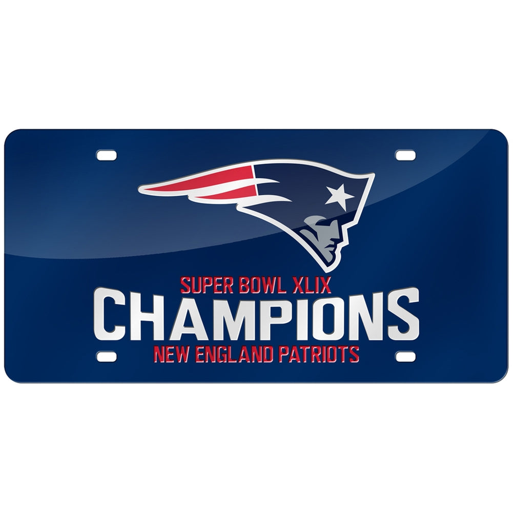 New England Patriots - Super Bowl 49 Champions Team Logo Laser Cut License Plate License Plate Frames Old Glory OS Blue 