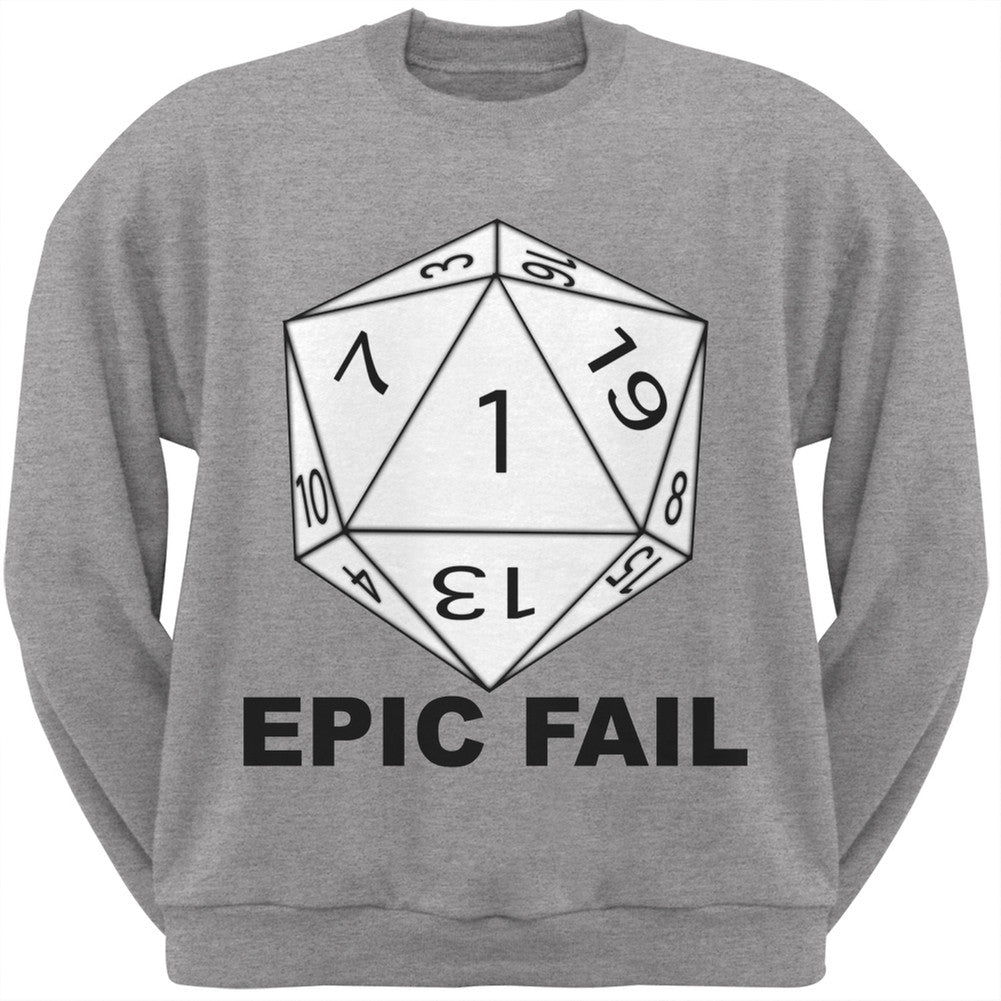 Epic Fail Heather Grey Adult Crew Neck Sweatshirt Men's Sweatshirts Old Glory   