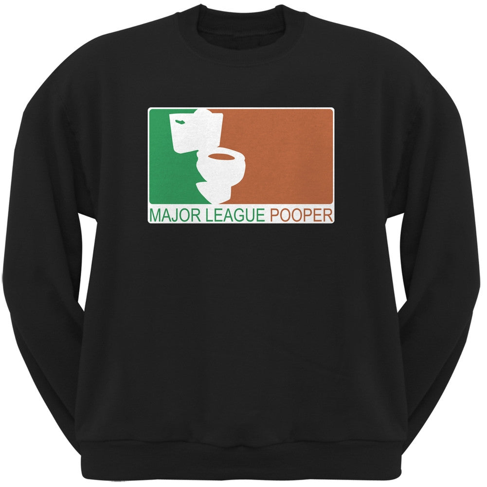 Major League Pooper Black Adult Crew Neck Sweatshirt Men's Sweatshirts Old Glory   