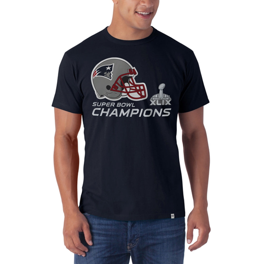 New England Patriots - Super Bowl 49 Champions Helmet Logo All Pro Flanker T-Shirt Men's T-Shirts New England Patriots XL Blue 