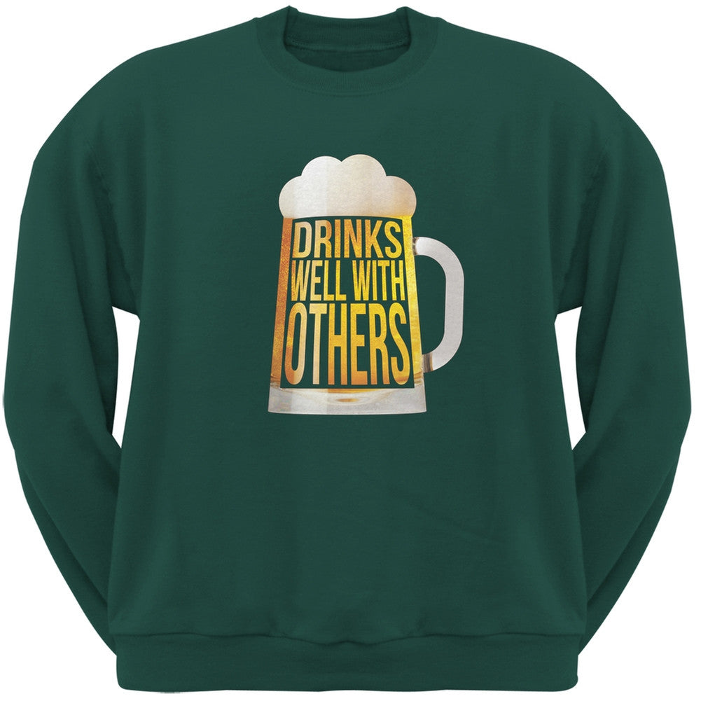Drinks Well with Others Forest Green Adult Sweatshirt Men's Sweatshirts Old Glory SM Green 