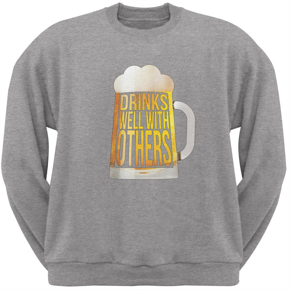 Drinks Well with Others Heather Grey Adult Sweatshirt Men's Sweatshirts Old Glory SM Grey 