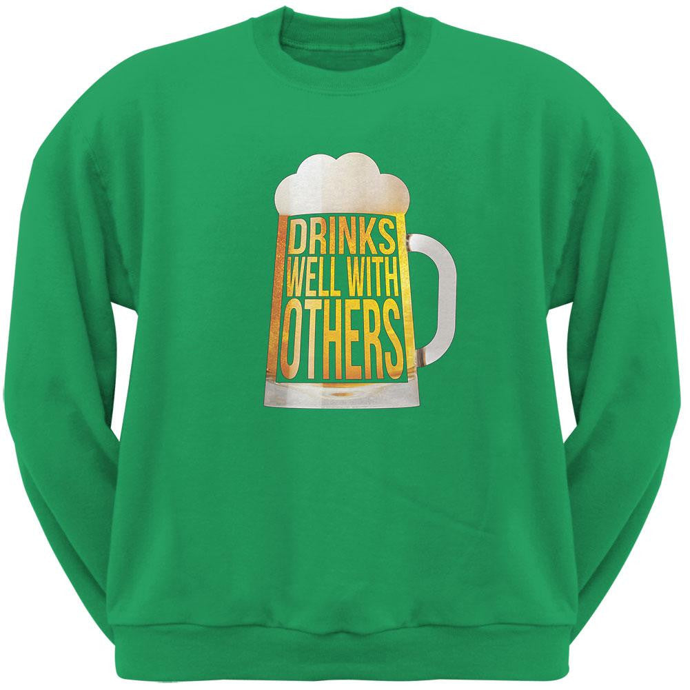 Drinks Well with Others Irish Green Adult Sweatshirt Men's Sweatshirts Old Glory SM Green 