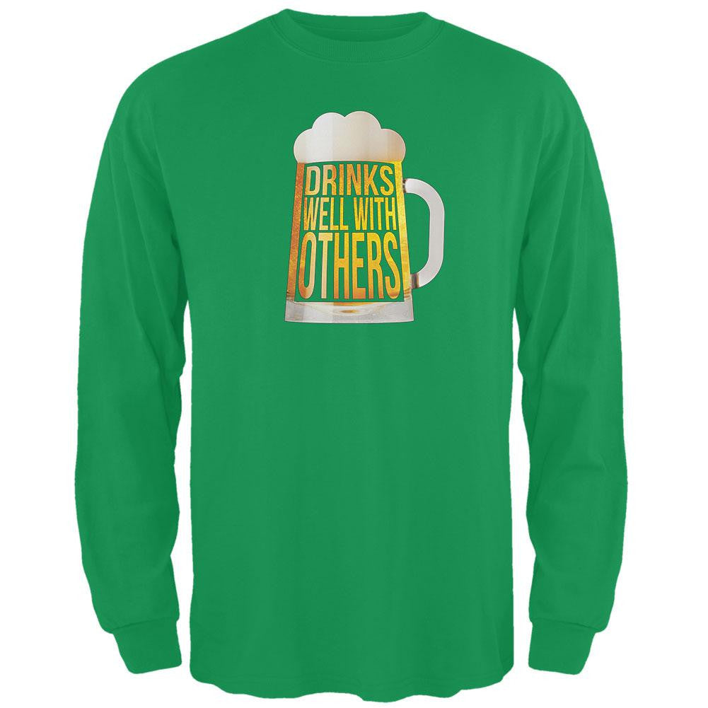 St. Patrick's Day - Drinks Well with Others Green Adult Long Sleeve T-Shirt Men's Long Sleeves Old Glory 2XL Green 