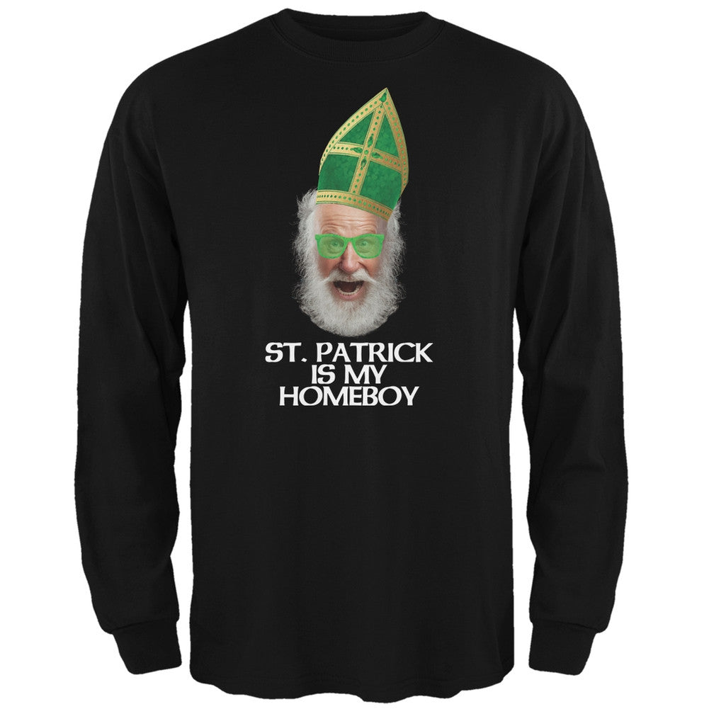 St. Patrick is My Homeboy Black Adult Long Sleeve T-Shirt Men's Long Sleeves Old Glory 2XL White 