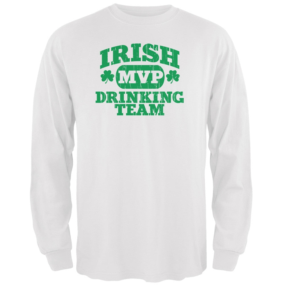 Irish Drinking Team White Adult Long Sleeve T-Shirt Men's Long Sleeves Old Glory 2XL White 