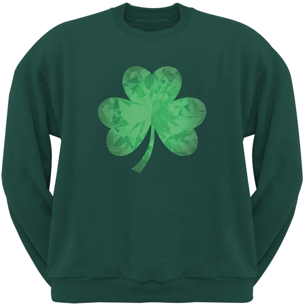 St. Patricks Day - Jeweled Shamrock Forest Green Adult Sweatshirt Men's Sweatshirts Old Glory 2XL Green 