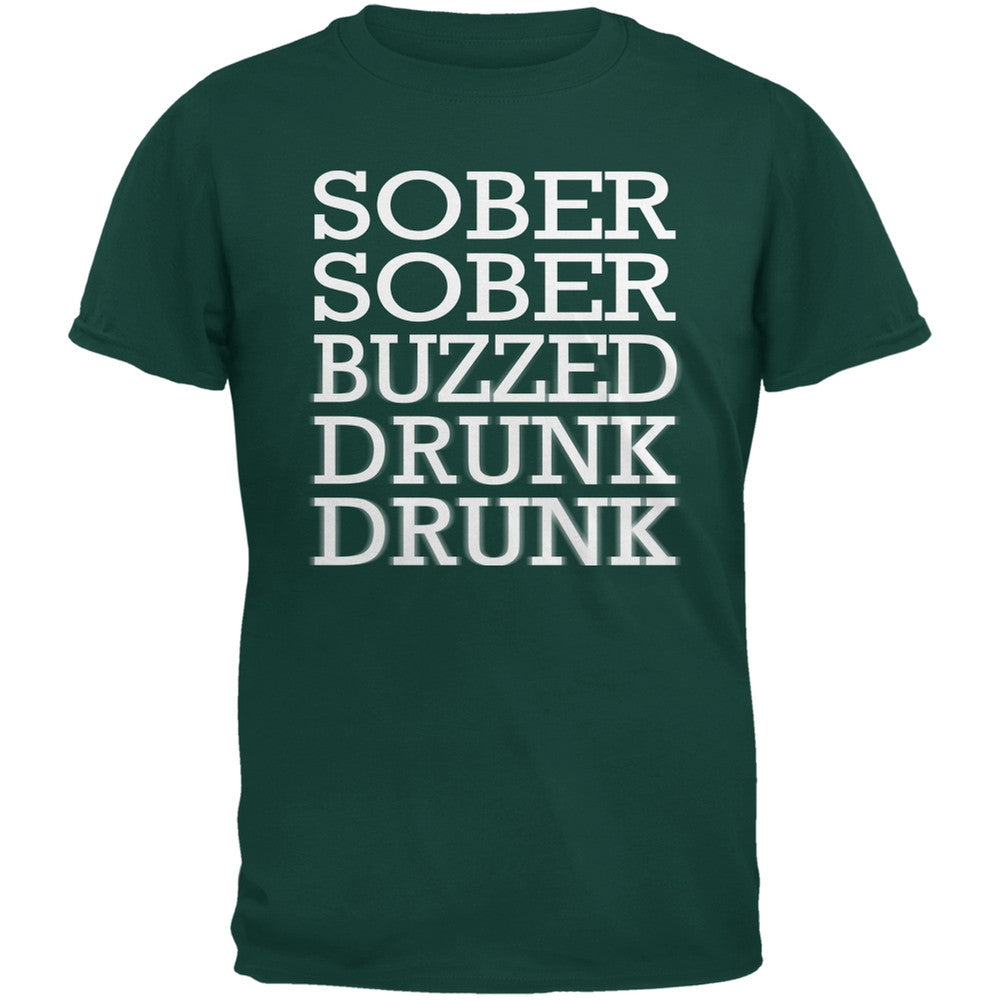 St. Patrick's Day - Sober to Drunk Forest Green Adult T-Shirt Men's T-Shirts Old Glory 2XL Green 