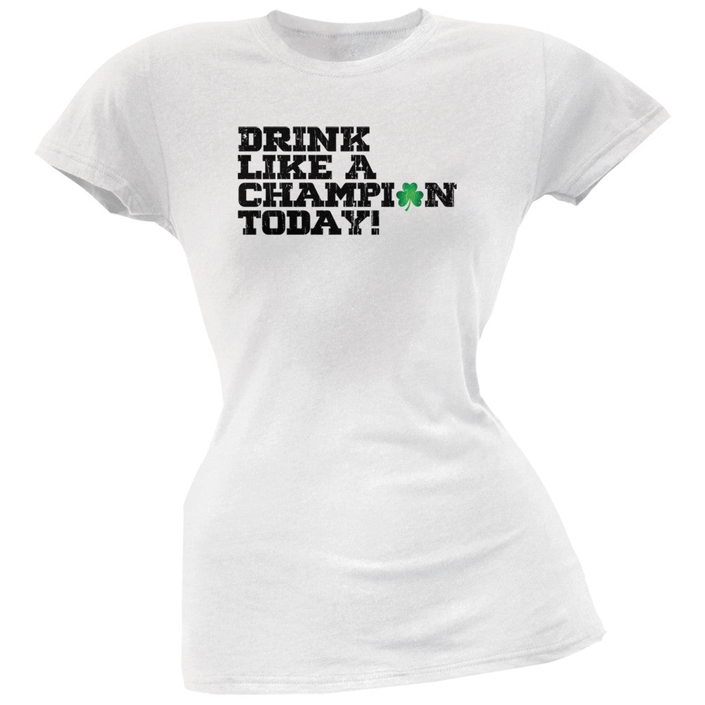 St. Patricks Day - Drink Like a Champion Today White Soft Juniors T-Shirt Juniors T-Shirts Old Glory 2XL White 