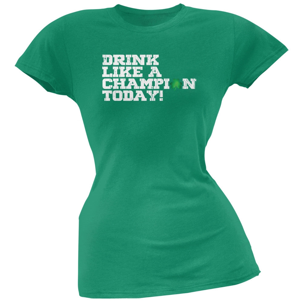 St. Patricks Day - Drink Like a Champion Today Kelly Green Soft Juniors T-Shirt Juniors T-Shirts Old Glory 2XL Green 