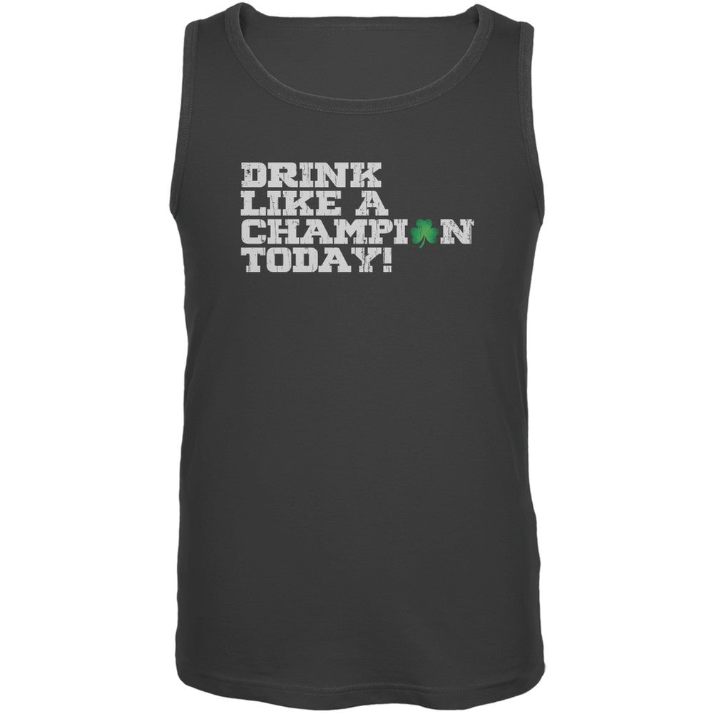 St. Patricks Day - Drink Like a Champion Today Charcoal Adult Tank Top Men's Tank Tops Old Glory 2XL Grey 