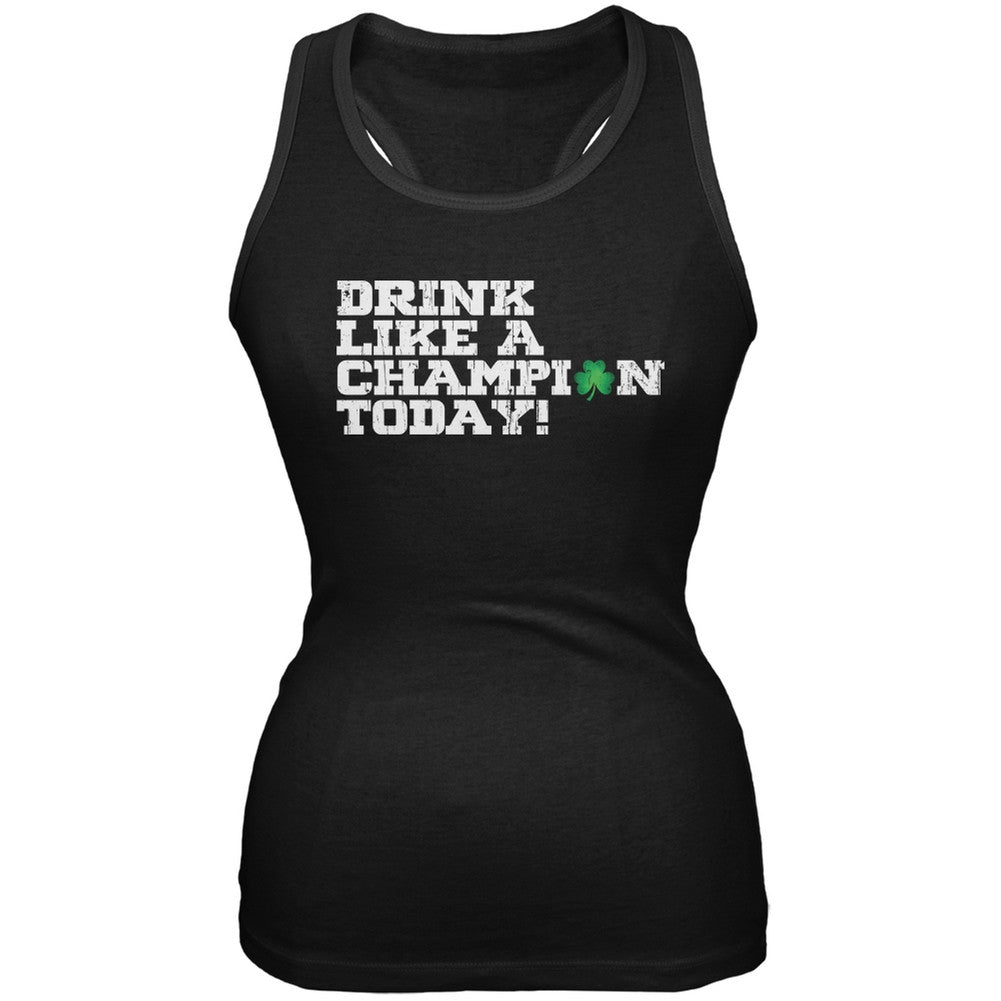 St. Patricks Day - Drink Like a Champion Today Black Soft Juniors Tank Top Juniors Tank Tops Old Glory 2XL Black 