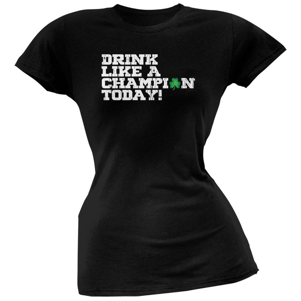 St. Patricks Day - Drink Like a Champion Today Black Soft Juniors T-Shirt Juniors T-Shirts Old Glory 2XL Black 