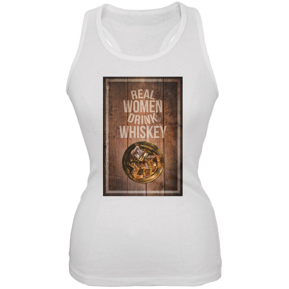 St. Patricks Day - Real Women Drink Whiskey White Soft Juniors Tank Top Juniors Tank Tops Old Glory 2XL White 