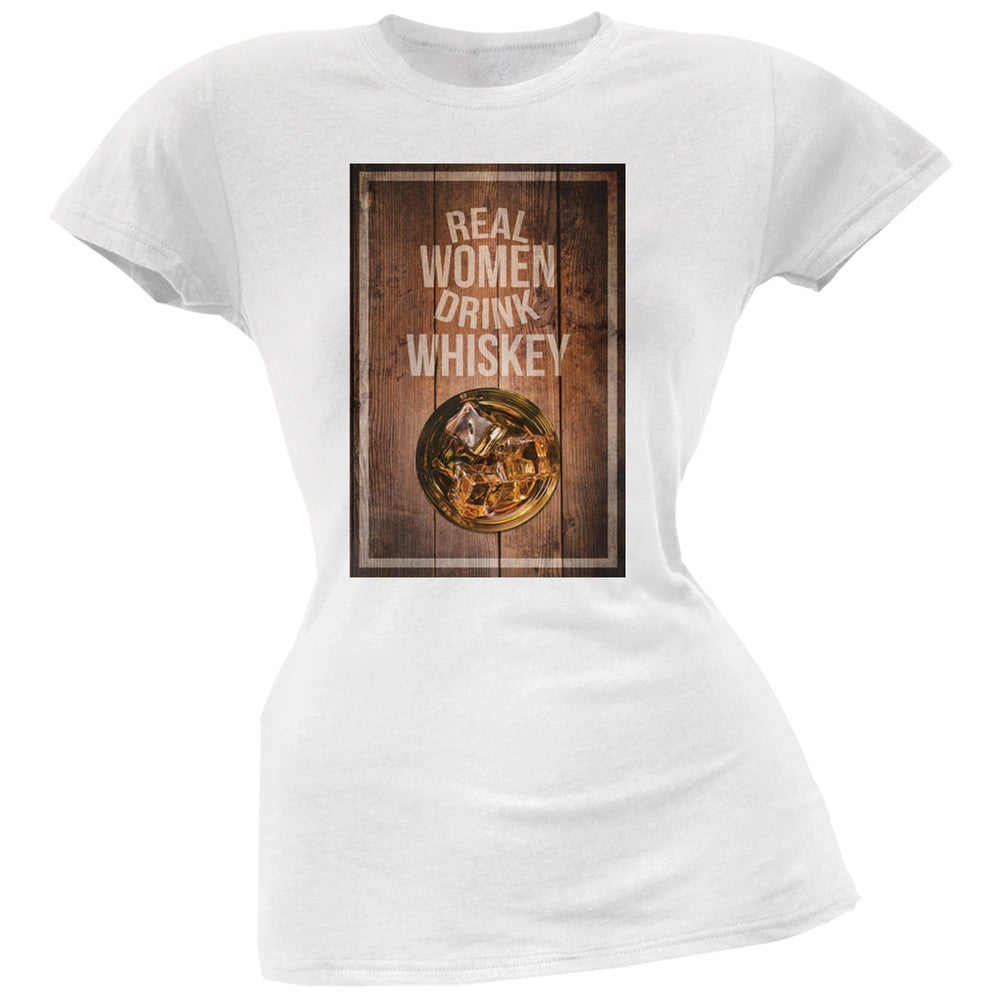 St. Patricks Day - Real Women Drink Whiskey White Soft Juniors T-Shirt Juniors T-Shirts Old Glory 2XL White 