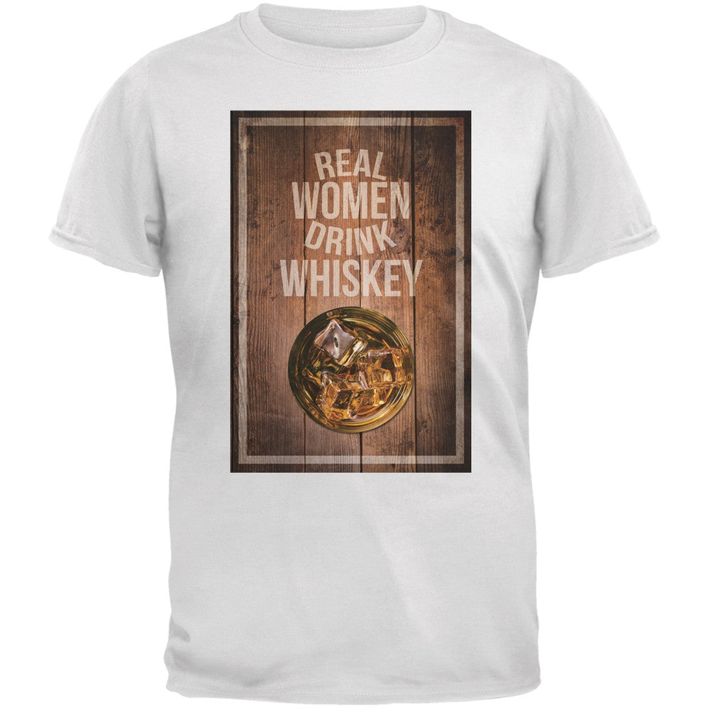 St. Patricks Day - Real Women Drink Whiskey White Adult T-Shirt Men's T-Shirts Old Glory 2XL White 