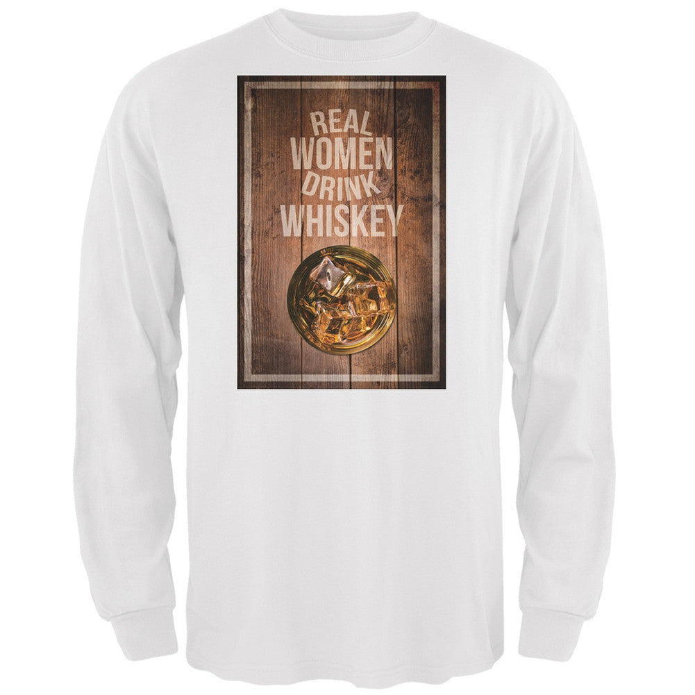 St. Patricks Day - Real Women Drink Whiskey White Adult Long Sleeve T-Shirt Men's Long Sleeves Old Glory 2XL White 